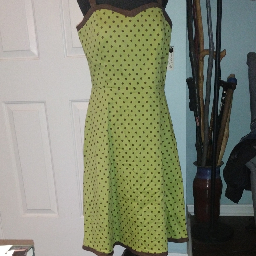 NWT KIM Rodgers Polka Dot Green Dress